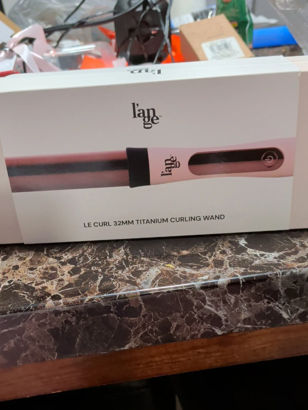 L'ange LE CURL 32mm Titanium Curling Wand - Pink Rose and Black